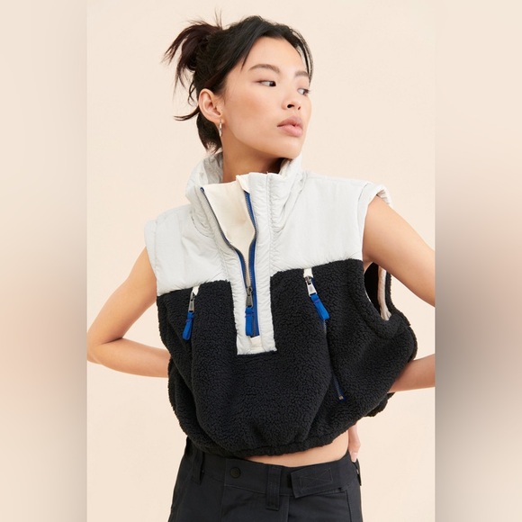 FP Movement Free People Journey Ahead Shearling Vest in Ivory Combo - Picture 4 of 9